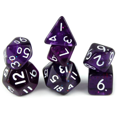Glitter in Purple Acrylic - 7pcs RPG Mini Dice Set